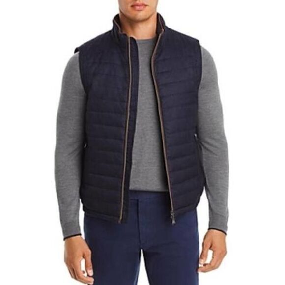 New Dylan Gray Men Navy Blue Sleeveless Jacket Full-Zip Vest US S